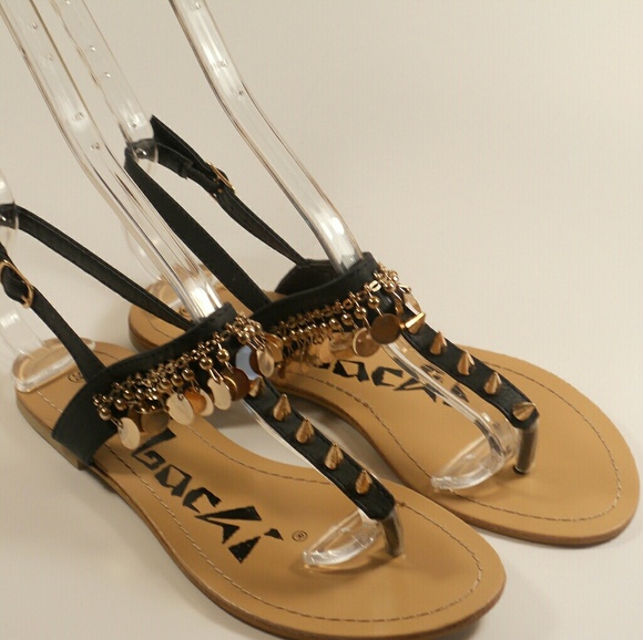 Shoes - GOLD DISC SANDALS
